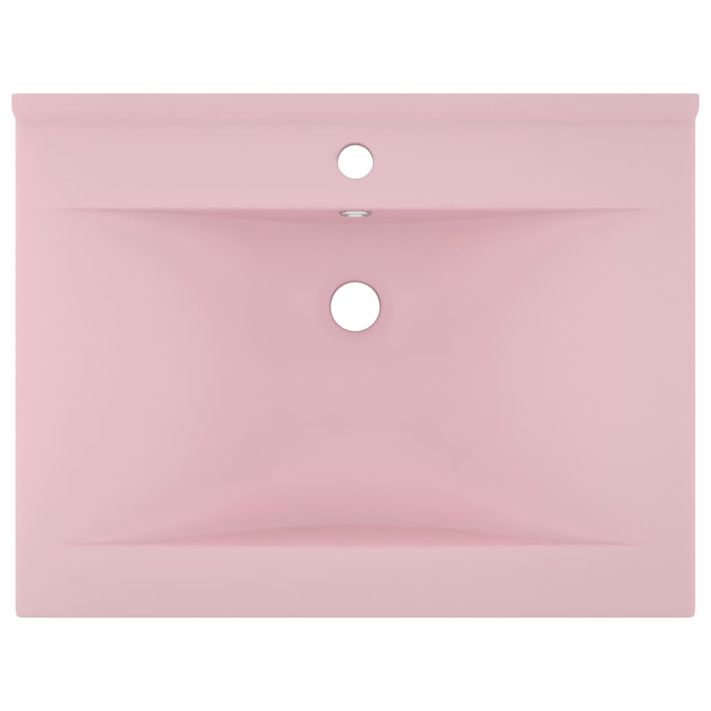 Lavandino con Foro Rubinetto Rosa Opaco 60x46 cm in Ceramica - homemem39