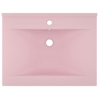 Lavandino con Foro Rubinetto Rosa Opaco 60x46 cm in Ceramica - homemem39