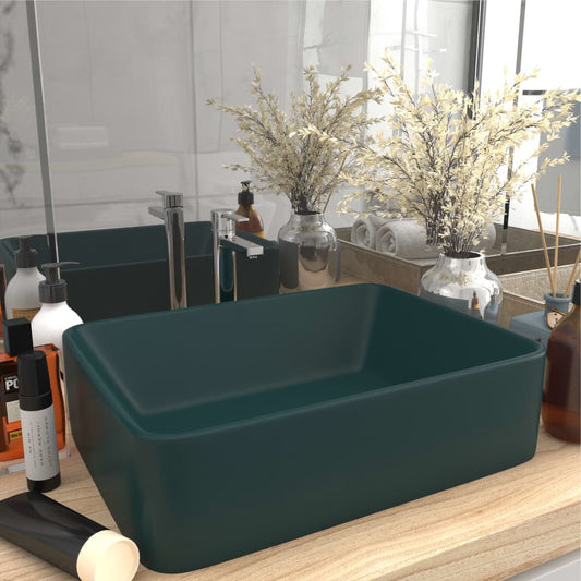 Lavandino Luxury Verde Scuro Opaco 41x30x12 cm in Ceramica - homemem39