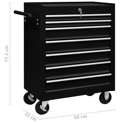 Carrello Portautensili con 7 Cassetti per Officina Nero - homemem39