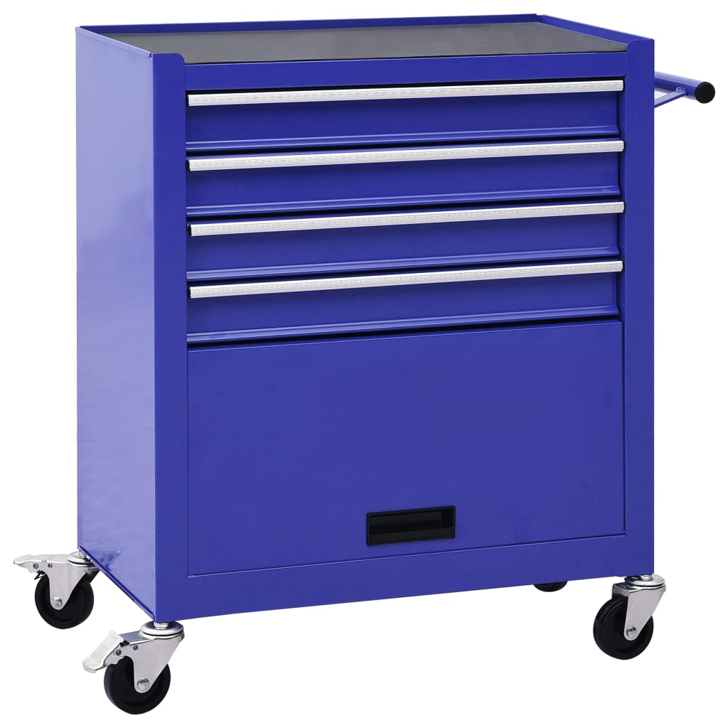 Carrello Portautensili con 4 Cassetti in Acciaio Blu - homemem39