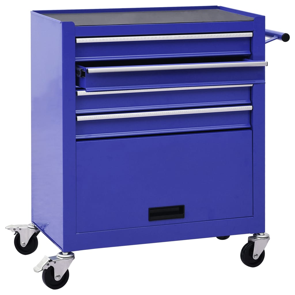 Carrello Portautensili con 4 Cassetti in Acciaio Blu - homemem39