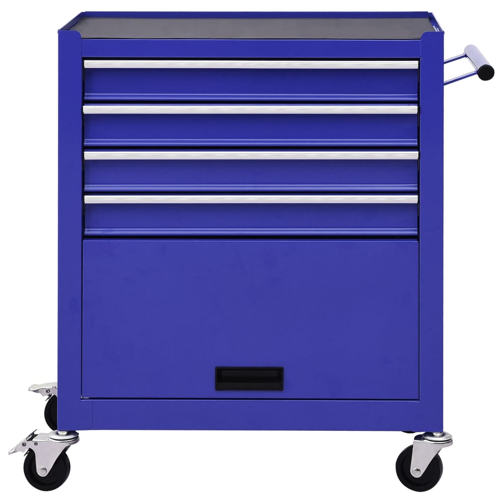 Carrello Portautensili con 4 Cassetti in Acciaio Blu - homemem39