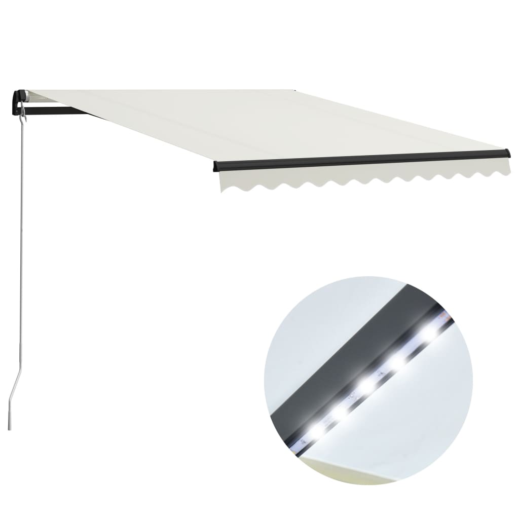 Tenda da Sole Retrattile Manuale con LED 300x250 cm Antracite - homemem39