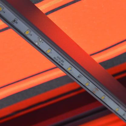 Tenda Retrattile Manuale con LED 300x250cm Arancione e Marrone - homemem39