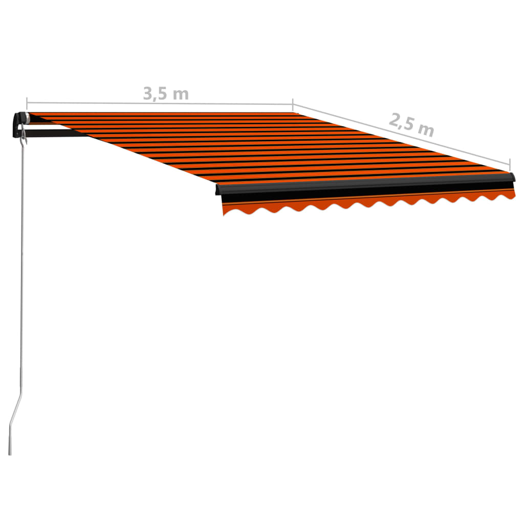 Tenda da Sole Retrattile con LED 350x250 cm Arancione e Marrone - homemem39