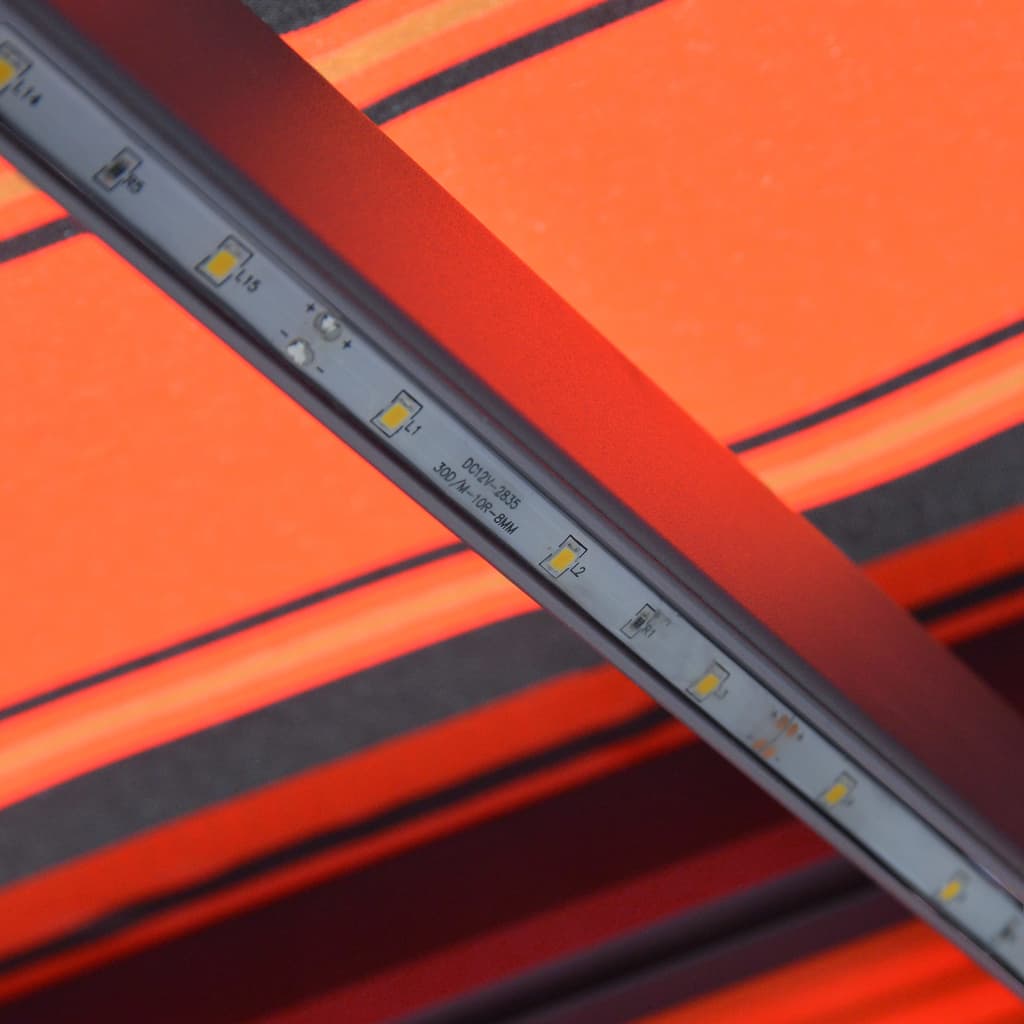 Tenda da Sole Retrattile con LED 350x250 cm Arancione e Marrone - homemem39