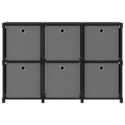 Mensola con 6 Vani a Cubo e Scatole Nera 103x30x72,5 cm Tessuto - homemem39