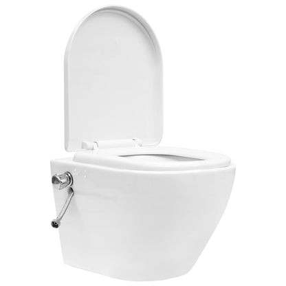 WC a Muro senza Bordo con Sciacquone Nascosto Ceramica Bianco - homemem39