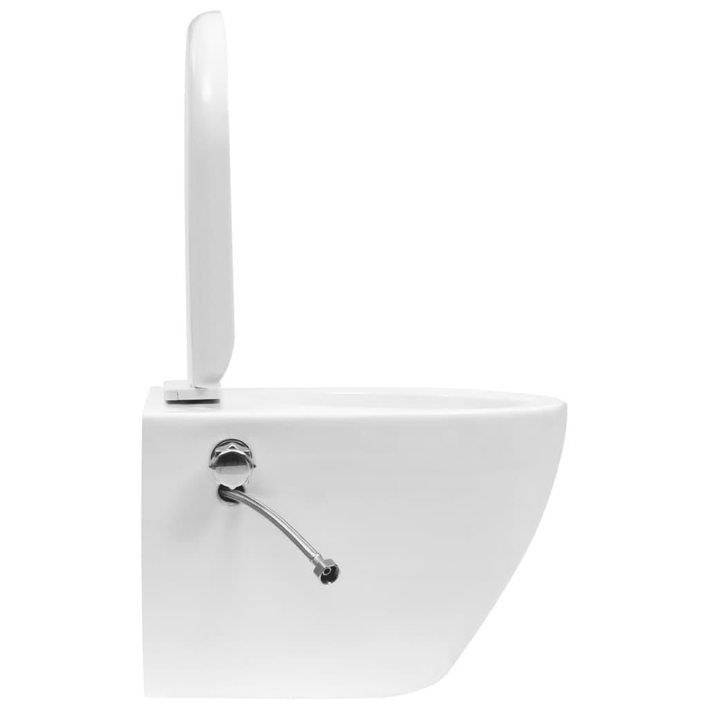 WC a Muro senza Bordo con Sciacquone Nascosto Ceramica Bianco - homemem39