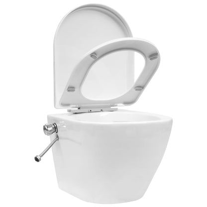 WC a Muro senza Bordo con Sciacquone Nascosto Ceramica Bianco - homemem39