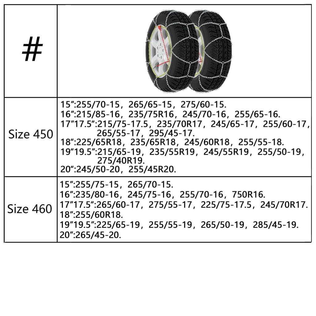 Catene da Neve per Pneumatici 2 pz 9 mm KN80 - homemem39