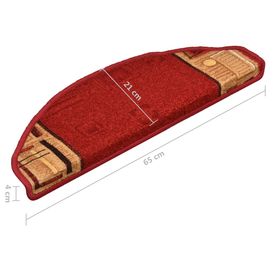 Tappetini Autoadesivi per Scale 15 pz Rossi 65x21x4 cm - homemem39