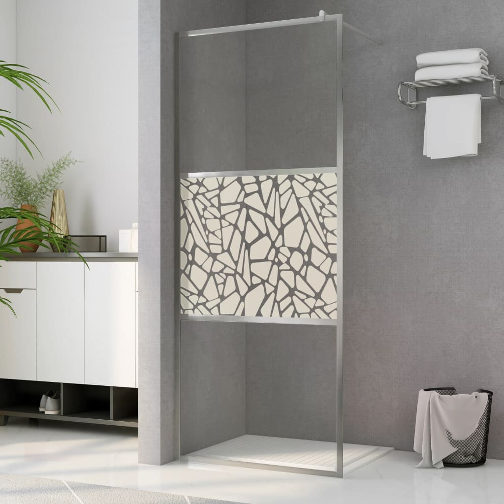 Parete per Doccia Walk-in in Vetro ESG Design Pietra 90x195 cm - homemem39