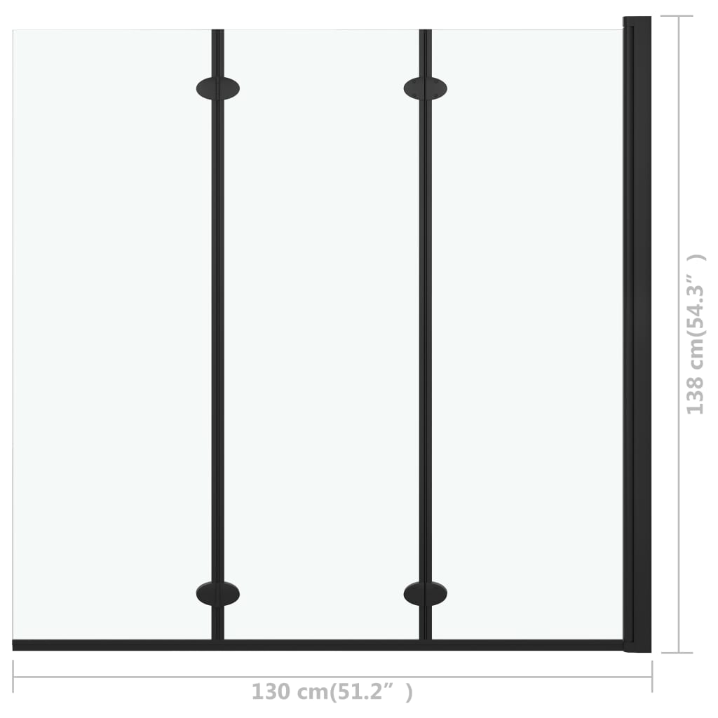 Box Doccia Pieghevole a Libro 3 Pannelli in ESG 130x138 cm Nero - homemem39