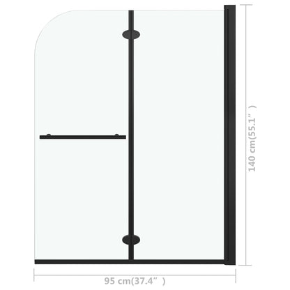 Box Doccia Pieghevole a Libro 2 Pannelli in ESG 95x140 cm Nero - homemem39