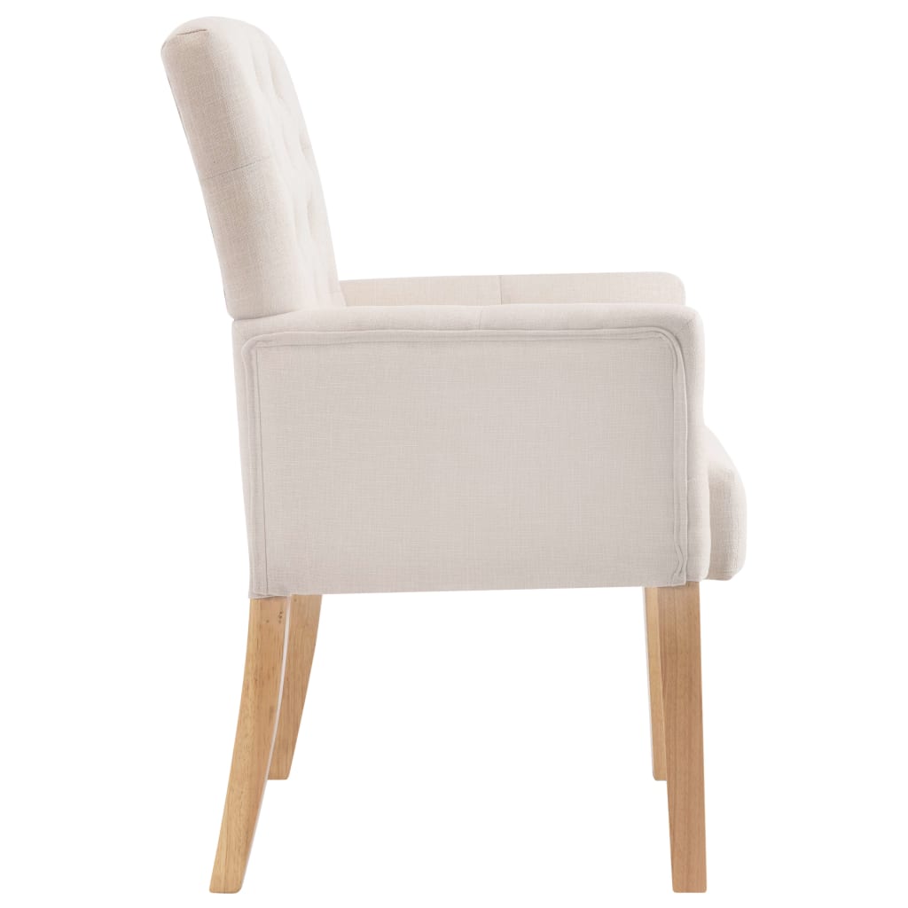 Sedia da Pranzo con Braccioli Beige in Tessuto - homemem39