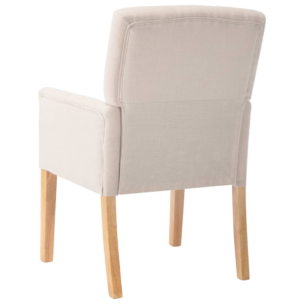 Sedia da Pranzo con Braccioli Beige in Tessuto - homemem39