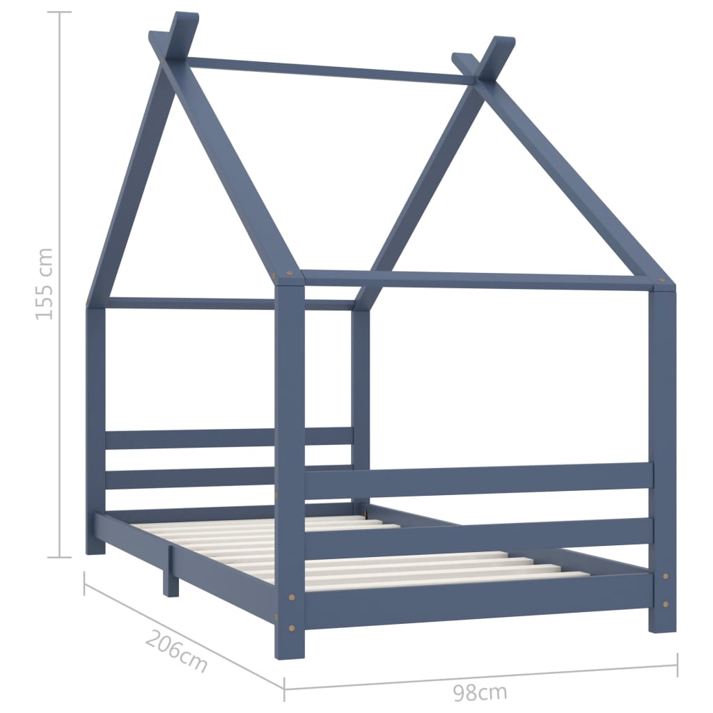 Giroletto per Bambini Grigio in Massello di Pino 90x200 cm - homemem39