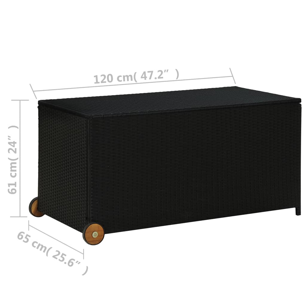 Contenitore da Giardino Nero 120x65x61 cm in Polyrattan - homemem39