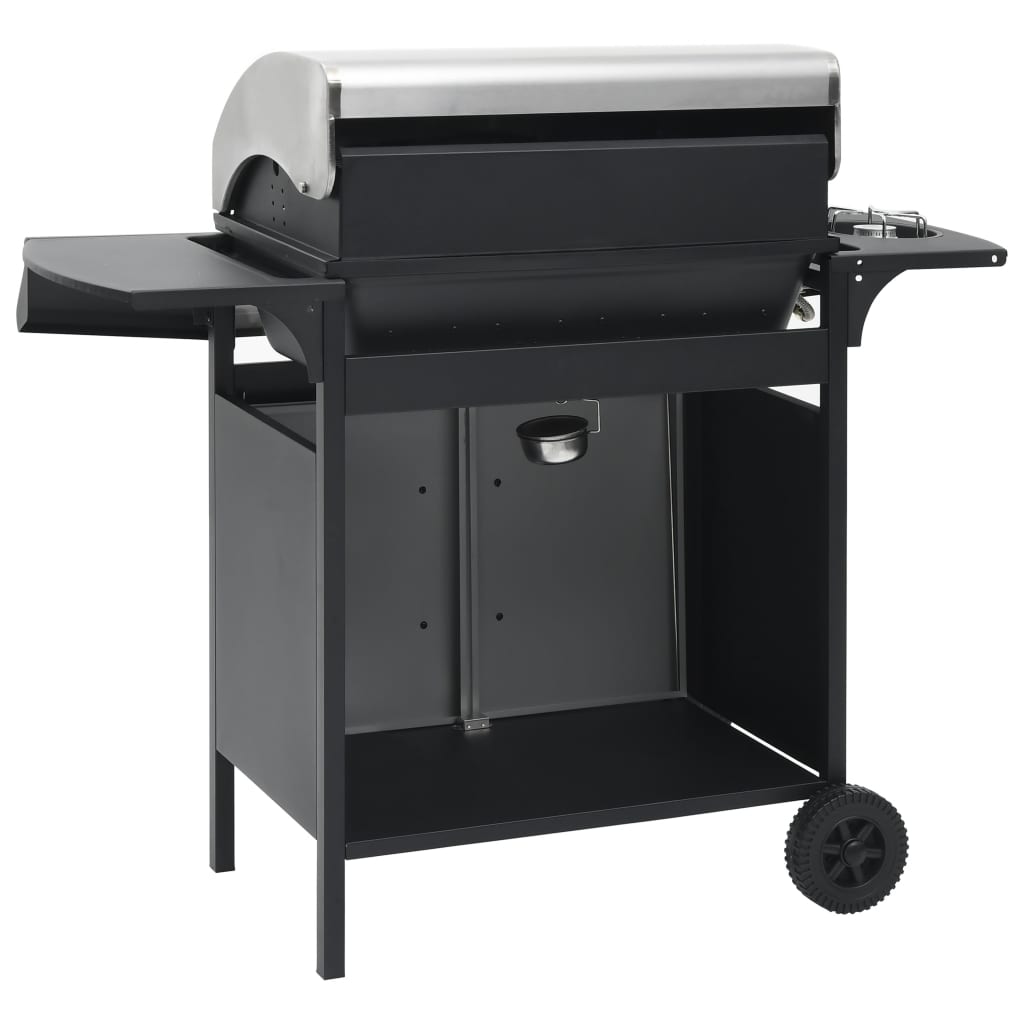 Barbecue Griglia a Gas 4+1 Fornelli Nero Argento Acciaio e Inox - homemem39