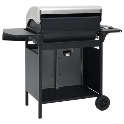 Barbecue Griglia a Gas 4+1 Fornelli Nero Argento Acciaio e Inox - homemem39