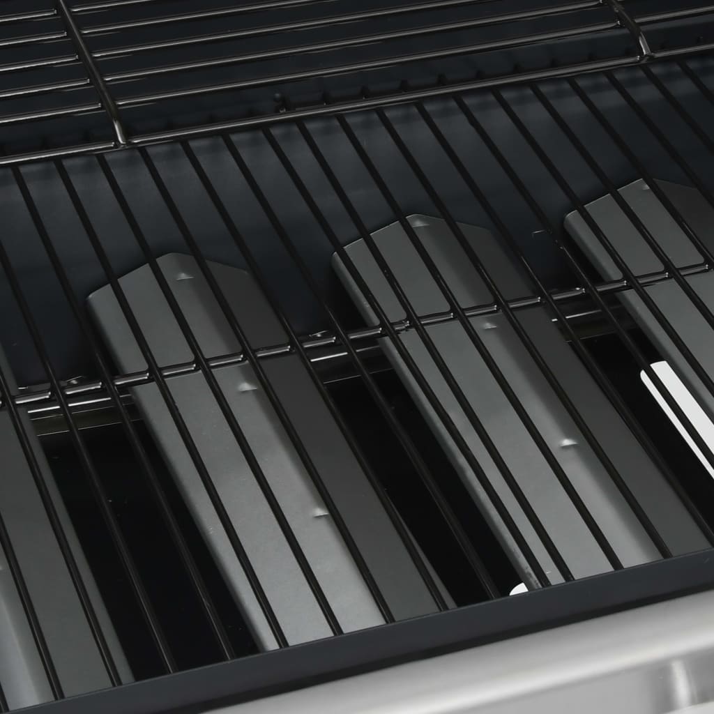 Barbecue Griglia a Gas 4+1 Fornelli Nero Argento Acciaio e Inox - homemem39