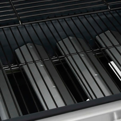 Barbecue Griglia a Gas 4+1 Fornelli Nero Argento Acciaio e Inox - homemem39