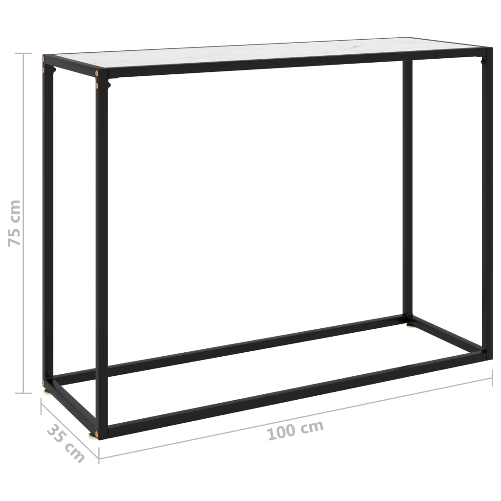 Tavolo Consolle Bianco 100x35x75 cm in Vetro Temperato - homemem39