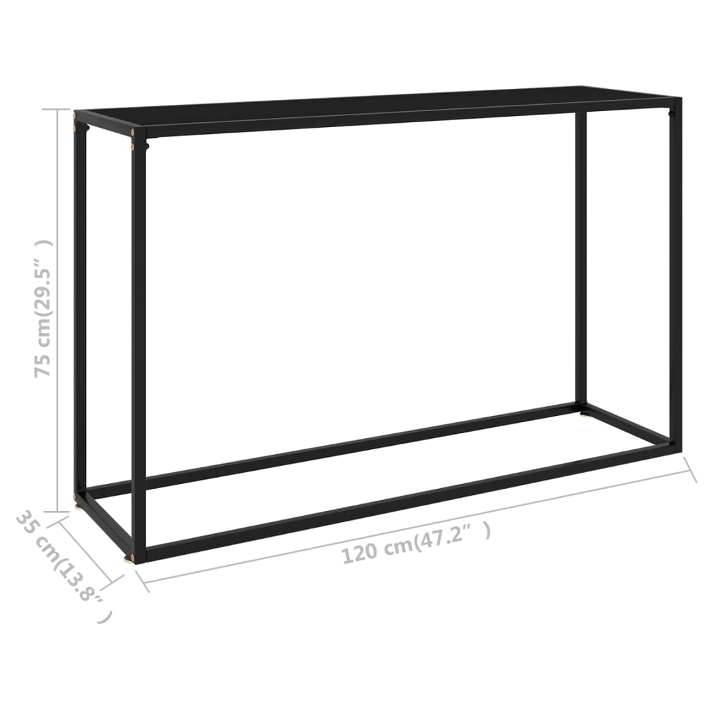 Tavolo Consolle Nero 120x35x75 cm in Vetro Temperato - homemem39