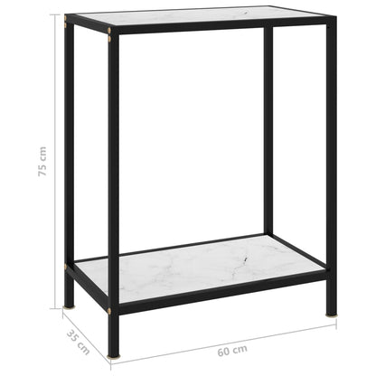 Tavolo Consolle Bianco 60x35x75 cm in Vetro Temperato - homemem39