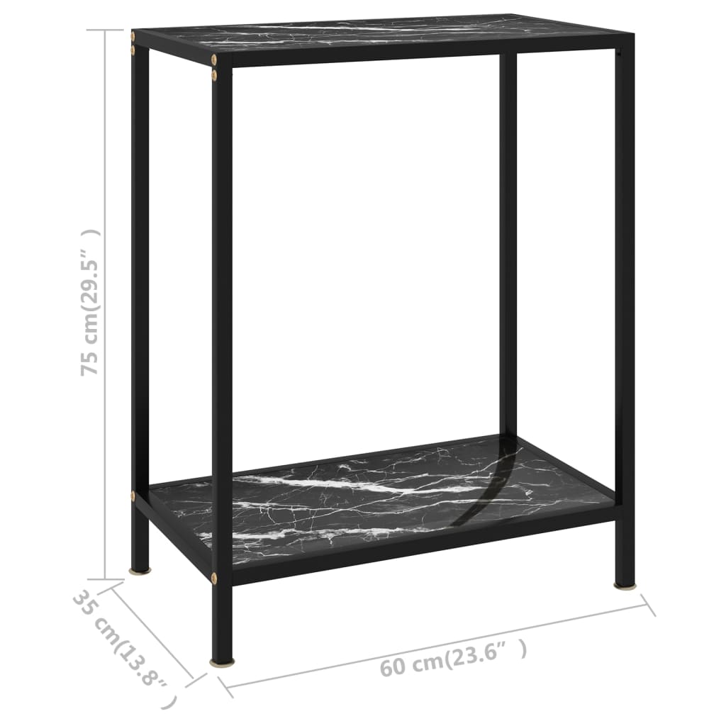 Tavolo Consolle Nero 60x35x75 cm in Vetro Temperato - homemem39