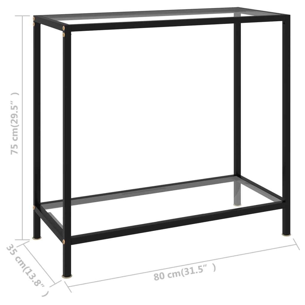 Tavolo Consolle Trasparente 80x35x75 cm in Vetro Temperato - homemem39