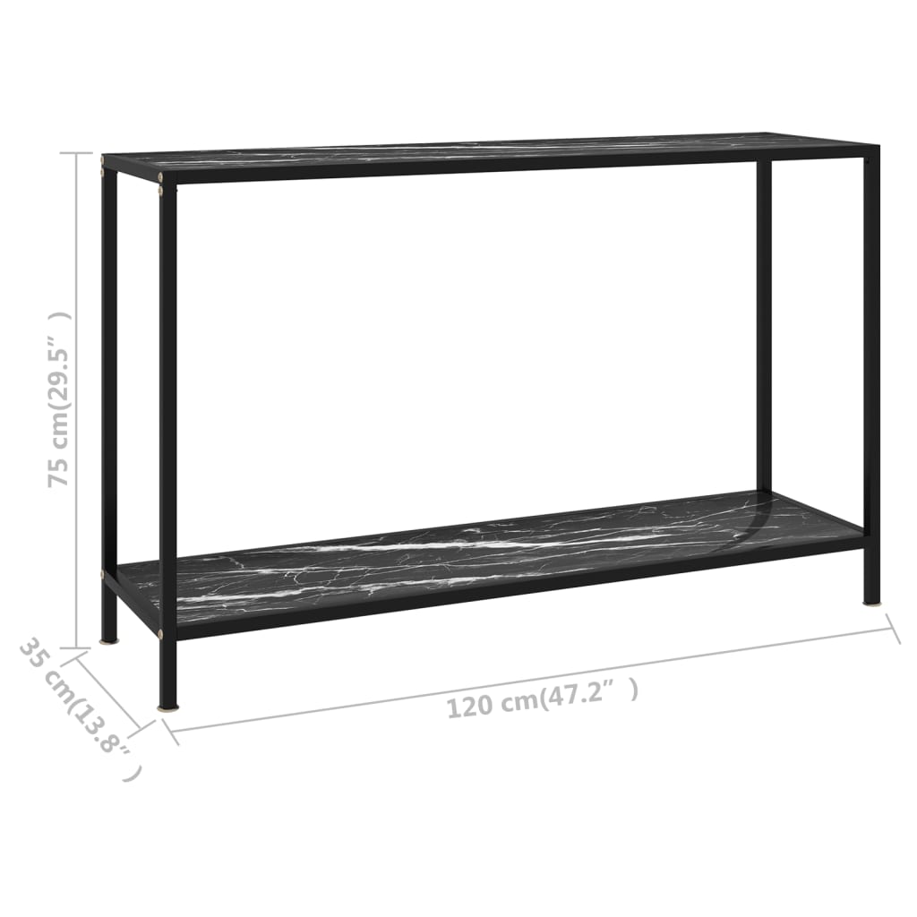 Tavolo Consolle Nero 120x35x75 cm in Vetro Temperato - homemem39