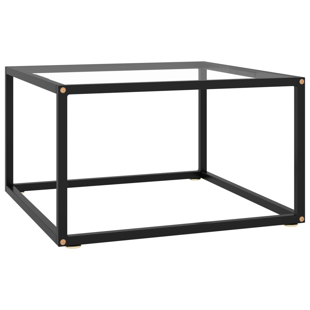 Tavolino da Salotto Nero con Vetro Temperato 60x60x35 cm - homemem39