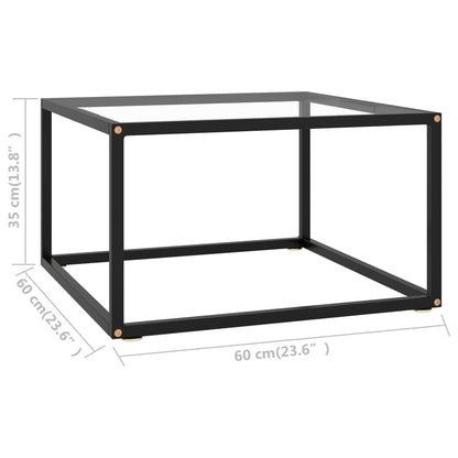 Tavolino da Salotto Nero con Vetro Temperato 60x60x35 cm - homemem39