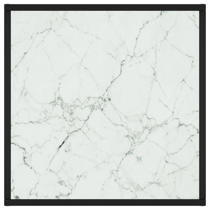 Tavolino da Salotto Nero con Vetro Marmo Bianco 60x60x35 cm - homemem39