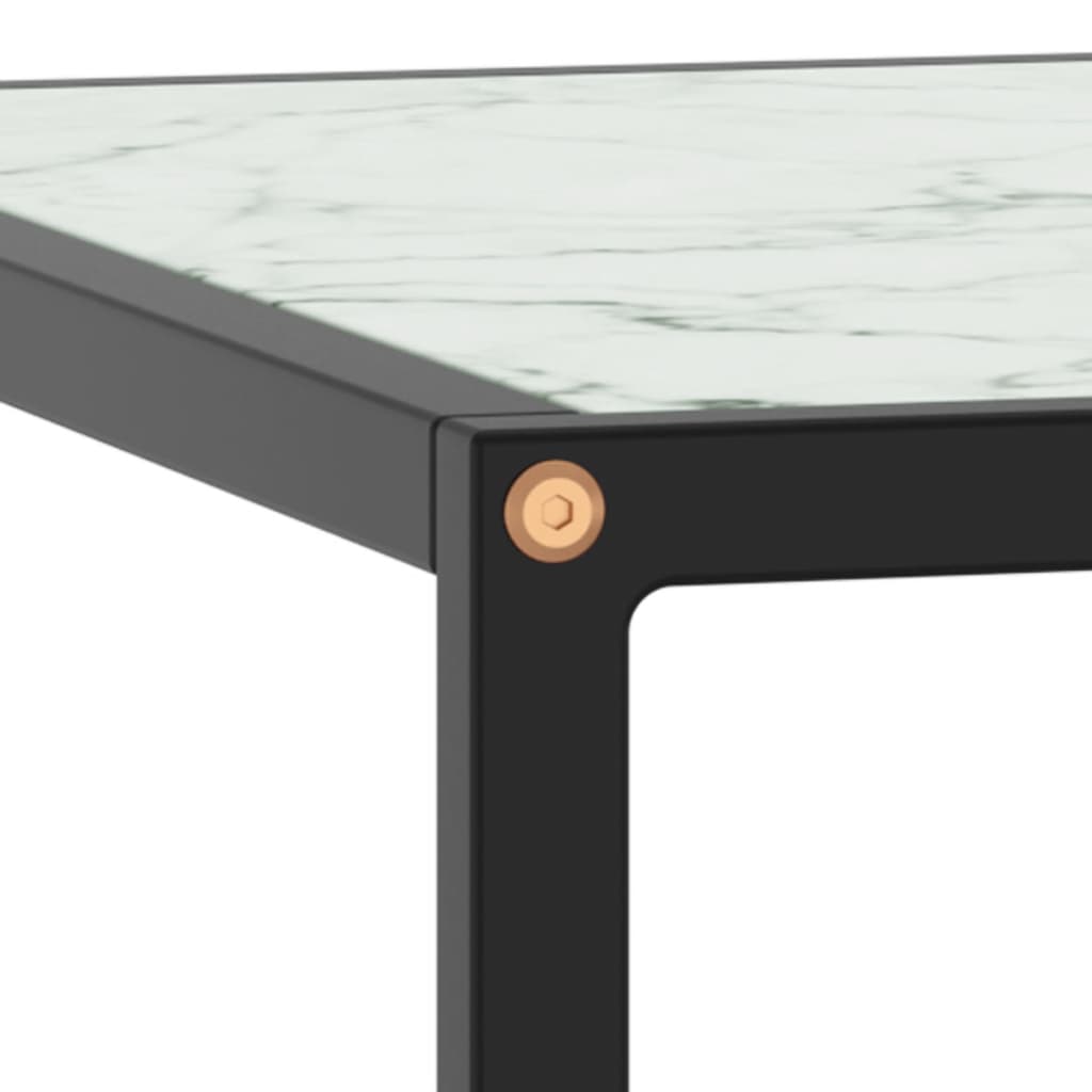 Tavolino da Salotto Nero con Vetro Marmo Bianco 60x60x35 cm - homemem39