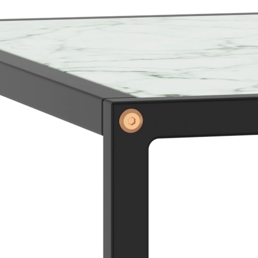 Tavolino da Salotto Nero con Vetro Marmo Bianco  80x80x35 cm - homemem39