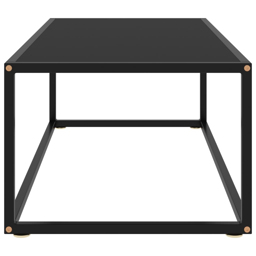 Tavolino da Salotto Nero con Vetro Nero 100x50x35 cm - homemem39