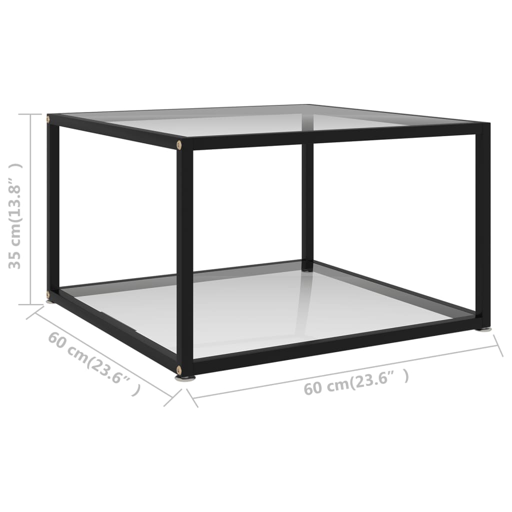Tavolino da Salotto Trasparente 60x60x35 cm in Vetro Temperato - homemem39