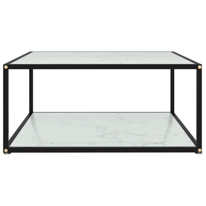 Tavolino da Salotto Bianco 80x80x35 cm in Vetro Temperato - homemem39