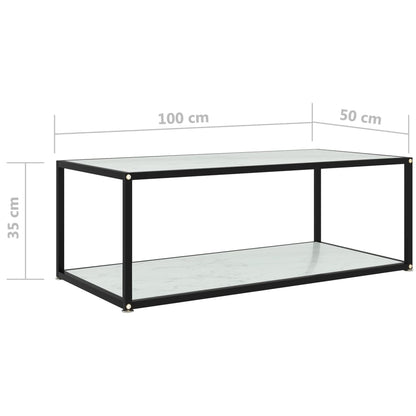 Tavolino da Salotto Bianco 100x50x35 cm in Vetro Temperato - homemem39