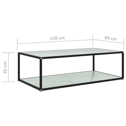 Tavolino da Salotto Bianco 120x60x35 cm in Vetro Temperato - homemem39