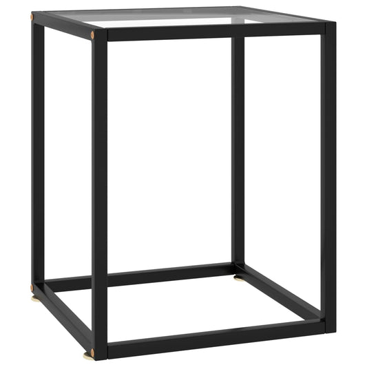 Tavolino da Salotto Nero con Vetro Temperato 40x40x50 cm - homemem39