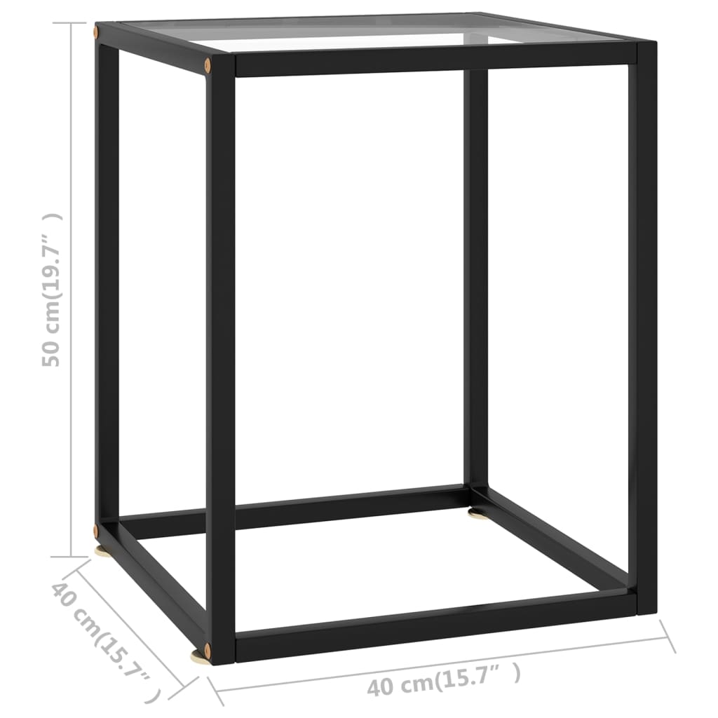 Tavolino da Salotto Nero con Vetro Temperato 40x40x50 cm - homemem39