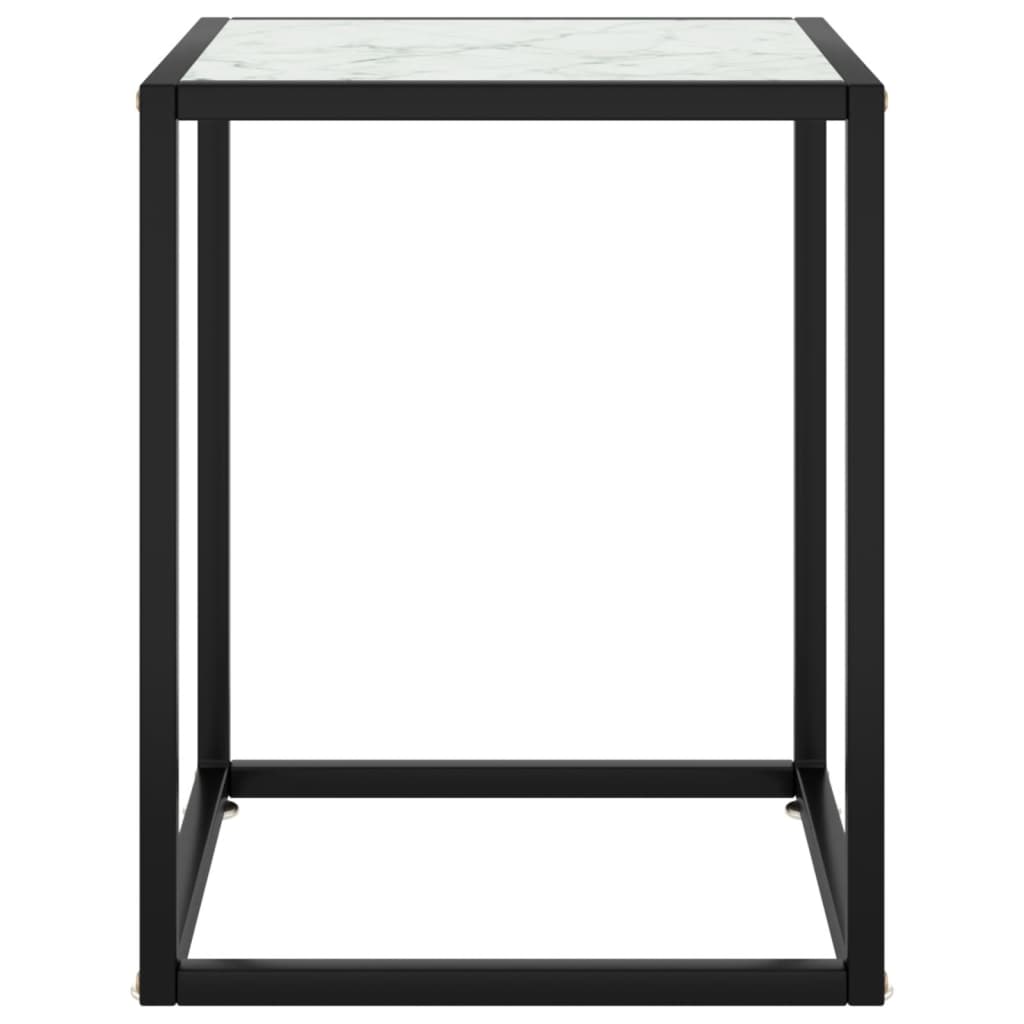 Tavolino Salotto Nero con Vetro Bianco Marmorizzato 40x40x50cm - homemem39