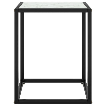 Tavolino Salotto Nero con Vetro Bianco Marmorizzato 40x40x50cm - homemem39