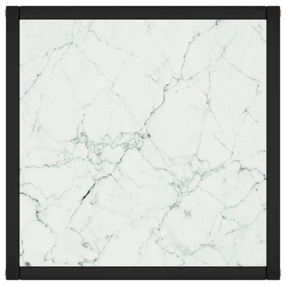 Tavolino Salotto Nero con Vetro Bianco Marmorizzato 40x40x50cm - homemem39