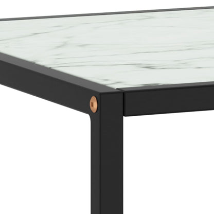 Tavolino Salotto Nero con Vetro Bianco Marmorizzato 40x40x50cm - homemem39